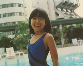 Posing in my swimsuit, Shangri-La 1988